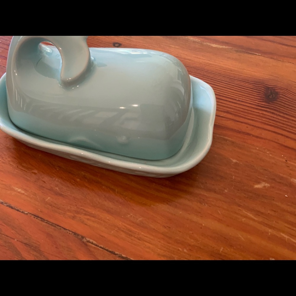 Whale shaped butter dish.
